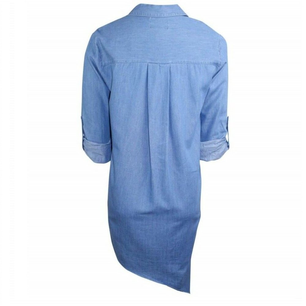 Kenneth Cole L Chambray Light Blue Top NWT AX26 - Picture 2 of 4